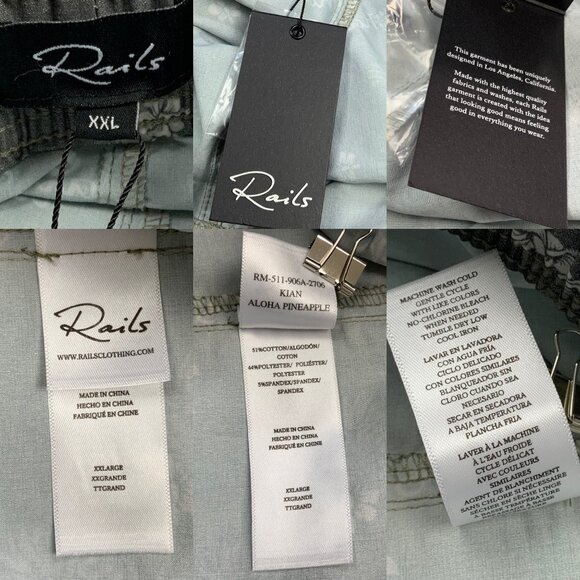 Rails Aloha Pineapple Kian Swim Trunks Short 2XL XXL Kian Gray NEW - Picture 5 of 12